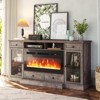 AOXUN 68" Fireplace TV Stand for TVs up to 78 Inch, Entertainment Center with 36" Electric Fireplace, Glass Doors, Media Console Cabinet, Grey - 2 of 4