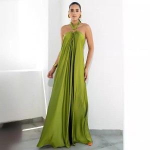 navy blue dress for baby girl Women's Sleeveless Cutout Halter Neck Formal Dress Backless Pleated Maxi  Dress,Light green,Large : Target