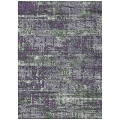 Purple And Green Geometric Washable Indoor Outdoor Area Rug