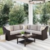 Martha Stewart Bedford Indoor-Outdoor Modular Patio 5-Seat Sectional Sofa in Rattan Wicker with All-Weather Cushions - 2 of 4