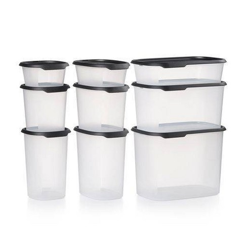  Tupperware Brand 8-Piece One Touch Reminder Canister Set (4 Dry  Food Storage Containers + 4 Lids) - Black - Airtight, Dishwasher Safe & BPA  Free: Home & Kitchen