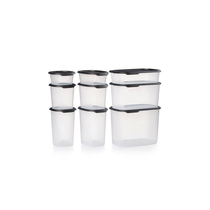 Tupperware 9pc One Touch Seal Food Storage Container Set Clear/Black, 1 of 15