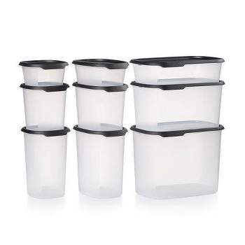 Tupperware 9pc One Touch Seal Food Storage Container Set Clear/Black