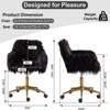 SKRAN Faux Fur Home Office Chair, Vanity Chair, Furry Makeup Chairs with Rolling Wheels Armrest for Living Room Bedroom Office and Vanity - 3 of 4