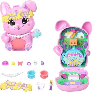 Polly Pocket Tea Party Bunny Compact Travel Toy Playset and Accessories - 10pc - 1 of 4