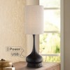 360 Lighting Modern Table Lamp with USB and AC Power Outlet Workstation Charging Base 24.5" High Espresso Bronze Droplet Living Room Desk Office - 2 of 4