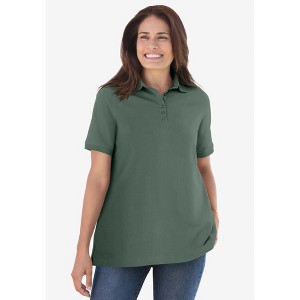 Woman Within Women's Plus Size Perfect Short-Sleeve Polo Shirt - 1 of 4