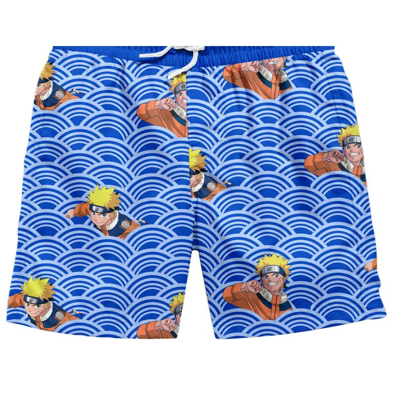 Naruto Character In Waves Boy's Blue Swim Trunks Shorts, 3 of 4