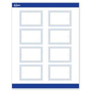 Avery Printable Rectangle Tags, Gold Dots with Blue Border, 2" x 3", Matte White Rectangle Tags, Laser/Inkjet, 80ct, Great for Product Tags - 1 of 4