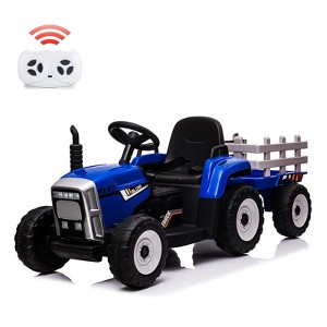 12V 25W/35W Ride On Tractor with Trailer & Remote Control, LED Headlights, Toddler Electric Car, Speed 5mph, 3-6 Years - 1 of 4