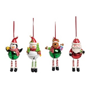 Transpac Dangle Leg Christmas Bell Ornament Set of 4 Christmas Home Decorations - 1 of 1