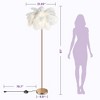 EasyinBeauty Natural Ostrich Feather Floor Lamp with Foot Switch, Cozy Lighting for Princess Girl Bedroom, Reading Corner - White - 3 of 4