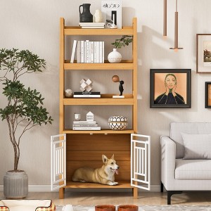 YONWAY Dog Crate Ladder Bookshelf, Pet Friendly Furniture for Small Medium Dogs, Wood Display Shelf for Living Room, Bedroom or Office - 1 of 4