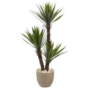 Nearly Natural 56-in Yucca Artificial Tree in Sandstone Planter - 1 of 2