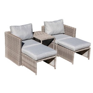 Sunsitt 5pc Steel Wicker Outdoor Patio Balcony Set - 1 of 4