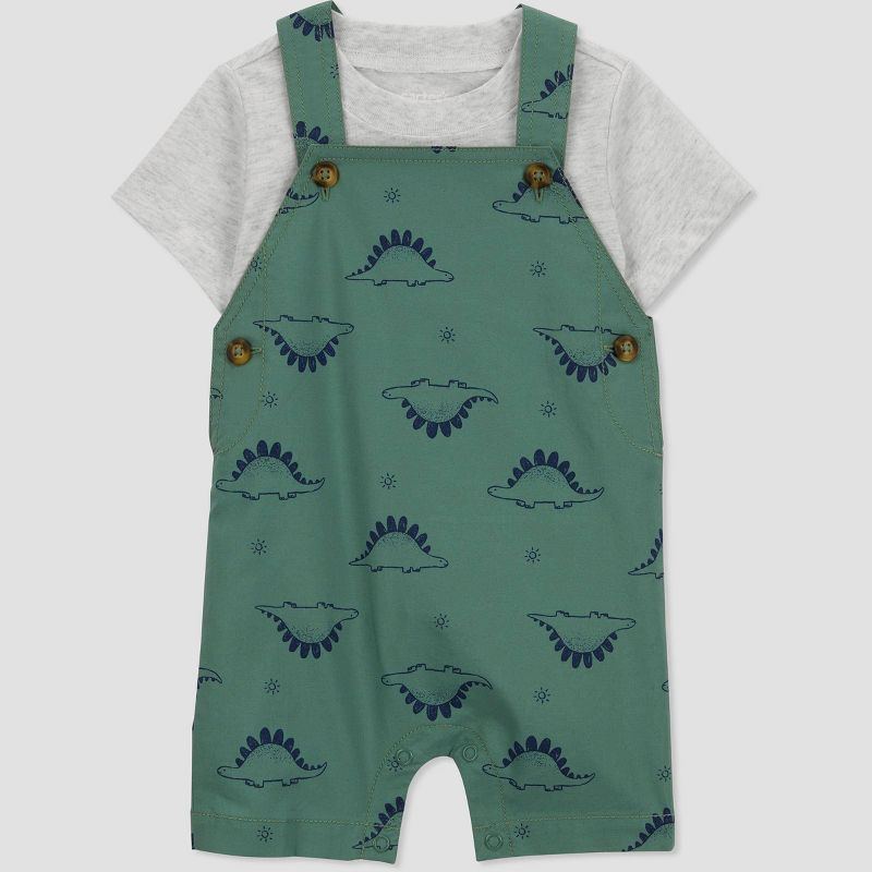 Carter's Just One You® Baby Boys' Dino Overalls - Gray/Green, 3 of 7