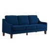 74" Velvet 3-Seater Sofa with Scooped Armrest, Wood Legs & Removable Cushions - 4 of 4
