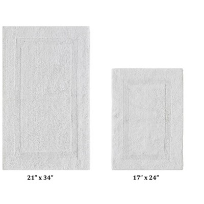 Lux White 100% Cotton Tufted Reversible Bath Rug Set