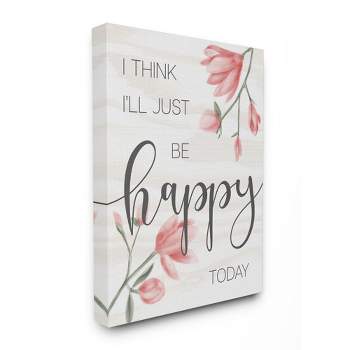 Stupell Industries Floral Just Be Happy Inspirational Quote Spring Feminine