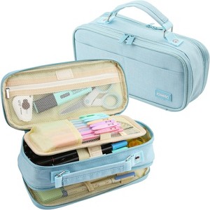 Fmeida Pencil Case, Large Capacity Pencil Case Organizer; Double Zipper Storage Bag Black - 1 of 4