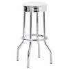 Retro-Style Bar Height Stools Set of 2 with Padded Seats and Chrome Base, Flared Legs for Kitchen or Home Bar - 3 of 4