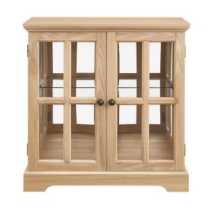 ChicFurnit Decorative Storage Cabinet Antique Display Cabinet with Adjustable Shelves for Home Decor and Organization, Brown, 35.83"*20.28"*9.06" - 1 of 4