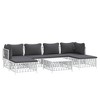 vidaXL Garden Lounge Set White Woven fabric, powder-coated steel, textilene - 3 of 4