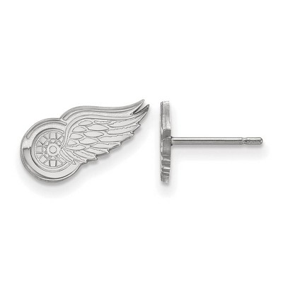 Black Bow Jewelry 14k White Gold Detroit Red Wings NHL Stud Earrings