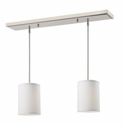 Albion 2-Light Fabric Pendant Fixture with Adjustable Rods - Elegant Brushed Nickel Design