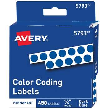 Avery Permanent Self-Adhesive Round Color-Coding Labels 1/4" dia Dark Blue 450/Pack 05793
