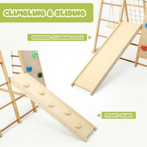 Climbing Frame, Wooden Climbing Frame for Toddlers, Indoor Fitness Toy Set for Kids, 8 in 1 Wooden Climbing Toy for Boys and Girls, 3Y+ - 1 of 4