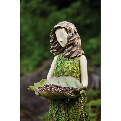 Sherwood Fern Fairy Polystone Resin Bird Feeder Statue