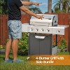 ELJGET 4 Burner Propane Gas Grill with Side Burner & Grill Covers, 51,000 BTU Barbecue Grill Stainless Steel Gas Grill for Outdoor BBQ, Camping - 2 of 4