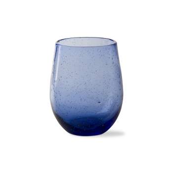 tagltd 16 oz. Bubble Glass Stemless Drinkware Navy Dishwasher Safe Beverage Glassware for Dinner Party Wedding Resturant