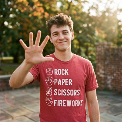 Мужские футболки Crazy Dog T-Shirts, Inc. Mens Funny T Shirts Rock Paper Scissors Fireworks Sarcastic Fourth Of July Graphic Novelty Tee for Men - Crazy Dog Men's T Shirt For Fourth Of L — фото 3
