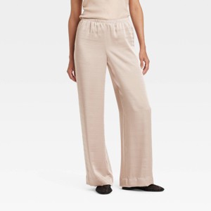 Women's Mid-Rise Straight Leg Satin Pull-On Pants - A New Day™ - 1 of 3