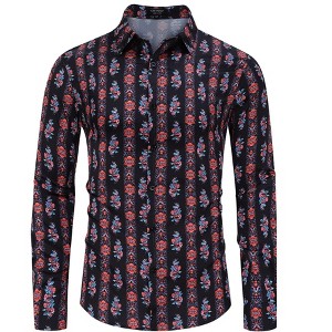 Clearlove Men's Floral Print Button Down Shirt Long Sleeve Party Travel Casual Dress Shirt Breathable Comfort Top - 1 of 4