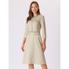 Hobemty Women's Elegant Office 3/4 Sleeve Tweed Trim Round Neck A-Line Dress - 2 of 4