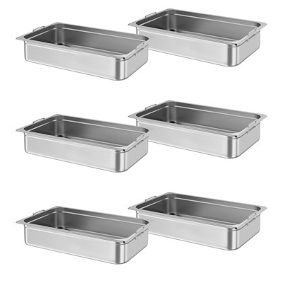 6 Pack Full Size Food Pan, Stainless Steel Steam Table Pans, Restaurant Supplies Stainless Buffet Pans for Home, Party, Restaurant