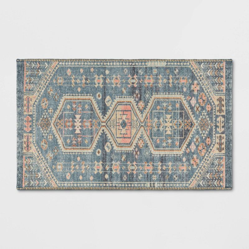 2&#39;3&#34;x3&#39;9&#34; Washable Persian Style Medallion Accent Rug Blue - Threshold&#8482;, 1 of 6