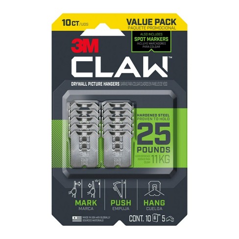 3M CLAW Drywall Picture Hanger with Temporary Spot Marker Holds 65