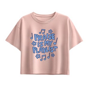Girls' - Instant Message - Praise Is My Playlist Short Sleeve Boxy Graphic T-Shirt - 1 of 3
