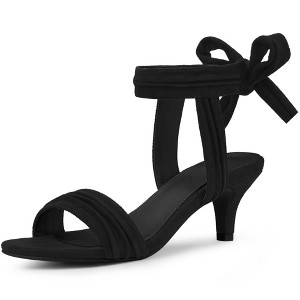 Perphy Women's Open Toe Ankle Tie Ruched Strap Bridal Kitten Heels Sandals - 1 of 4
