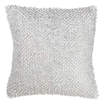 18"x18" Foil Printed Pom-Pom Square Throw Pillow - Saro Lifestyle
