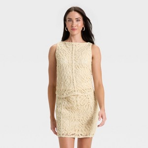 Women's Crochet Tank Top - A New Day™ Tan - 1 of 3