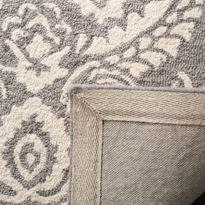Handmade Tufted Gray Wool Floral Area Rug 59" x 7"