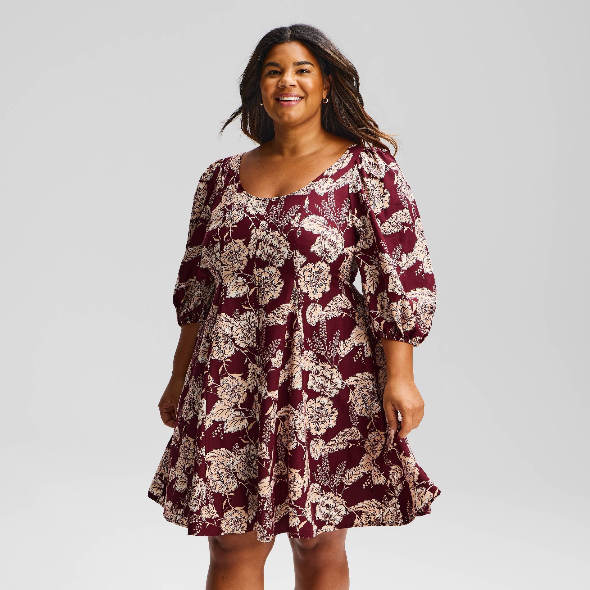 Women's Plus Sleeve Seamed Mini Dress - Ava & Viv™