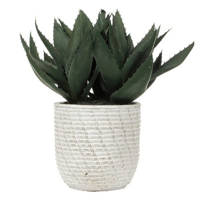 Vickerman 14" Artificial Green Succulent in Concrete Gray Pot.