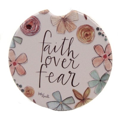 Car Coaster 2.5" Faith Over Fear Car Coaster Absorbent Floral  -  Coasters