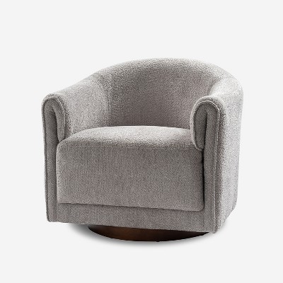 Hugues Modern Comfortable Upholstered Swivel Chair with Sturdy Wooden Base and Dual-layered Armrest | HULALA HOME